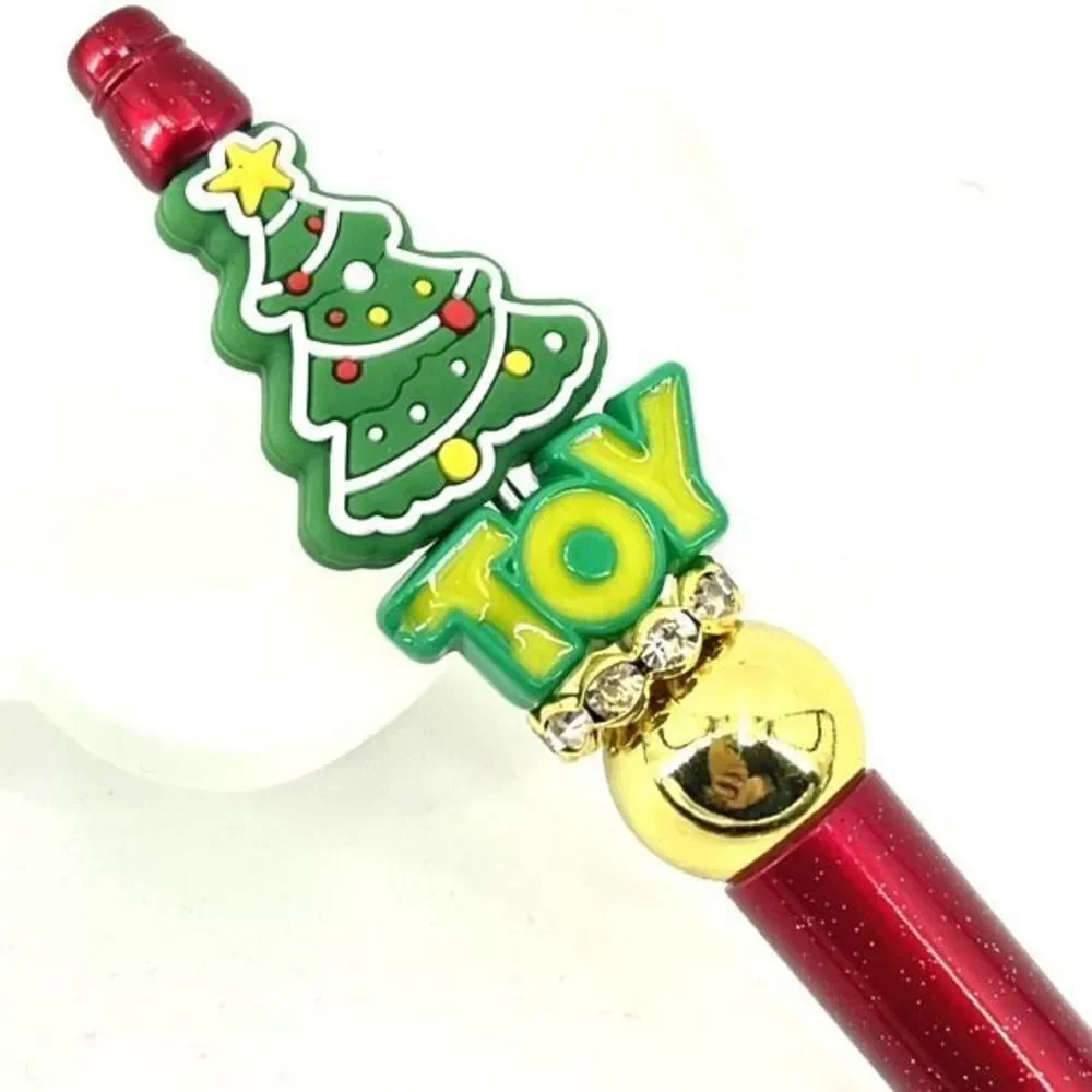 Christmas tree toy spell out pen handmade NEW bling rhinestone gold red green
